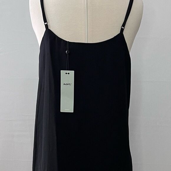 NWT Moves Minimum Estha Black Scoop Neck Cami Dress Ruffle Hem Size M/38 - Picture 4 of 9